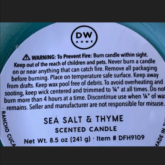 DW HOME CANDLE SEA SALT THYME RICHLY SCENTED - Picture 4 of 4
